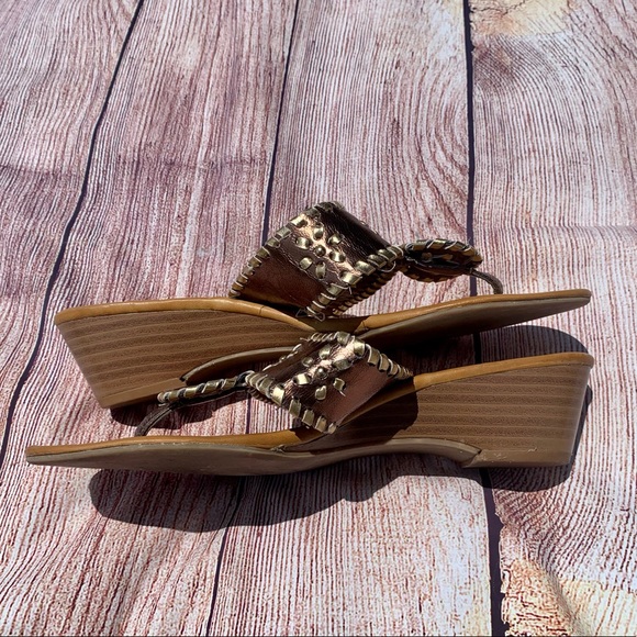 Cato Shoes - !3 for $25! Bronze Thong Wedge Sandals